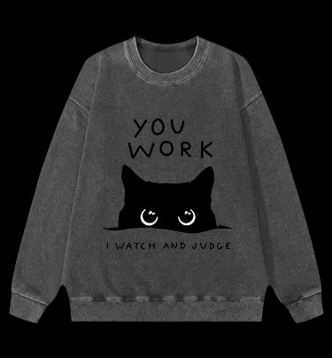 Cat??¡ê¡ès Silent Watch Vintage Washed 100% Cotton Sweatshirt - TheDrunkShark