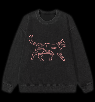 Cat's Wordy Silhouette Vintage Washed 100% Cotton Sweatshirt - TheDrunkShark