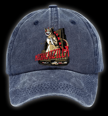 Catzilla Vintage Washed 100% Cotton Baseball Hat - TheDrunkShark
