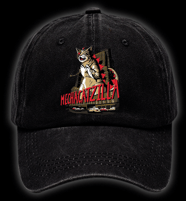 Catzilla Vintage Washed 100% Cotton Baseball Hat - TheDrunkShark