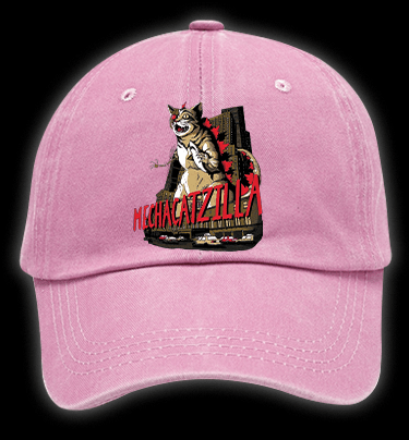 Catzilla Vintage Washed 100% Cotton Baseball Hat - TheDrunkShark