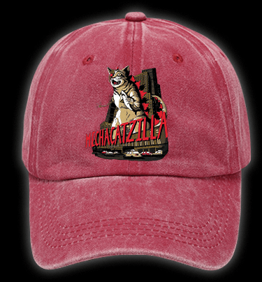 Catzilla Vintage Washed 100% Cotton Baseball Hat - TheDrunkShark