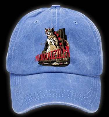 Catzilla Vintage Washed 100% Cotton Baseball Hat - TheDrunkShark