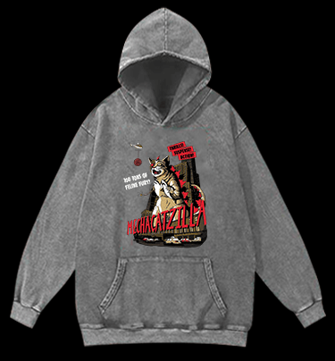 Catzilla Vintage Washed 100% Cotton Hoodie - TheDrunkShark