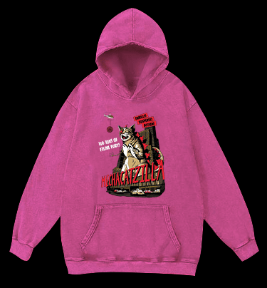 Catzilla Vintage Washed 100% Cotton Hoodie - TheDrunkShark