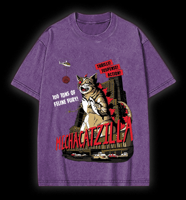 Catzilla Vintage Washed 100% Cotton T-Shirt - TheDrunkShark