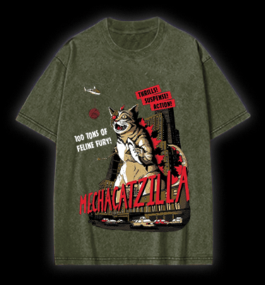 Catzilla Vintage Washed 100% Cotton T-Shirt - TheDrunkShark
