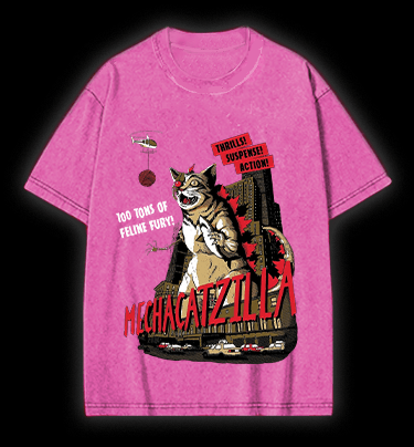 Catzilla Vintage Washed 100% Cotton T-Shirt - TheDrunkShark