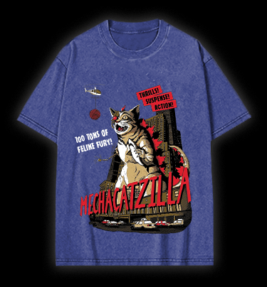 Catzilla Vintage Washed 100% Cotton T-Shirt - TheDrunkShark