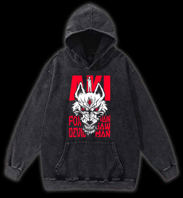 Chainsaw Man Vintage Washed 100% Cotton Hoodie - TheDrunkShark