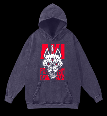 Chainsaw Man Vintage Washed 100% Cotton Hoodie - TheDrunkShark