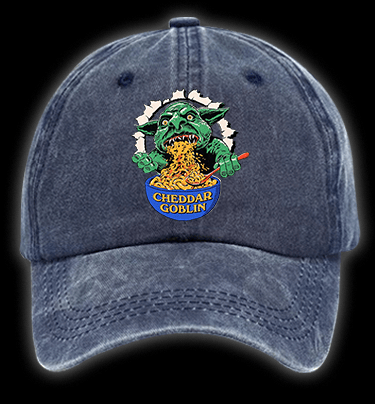 Cheddar Goblin Fun Vintage Washed 100% Cotton Baseball Hat - TheDrunkShark