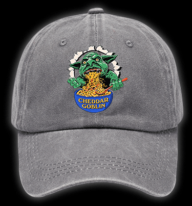 Cheddar Goblin Fun Vintage Washed 100% Cotton Baseball Hat - TheDrunkShark
