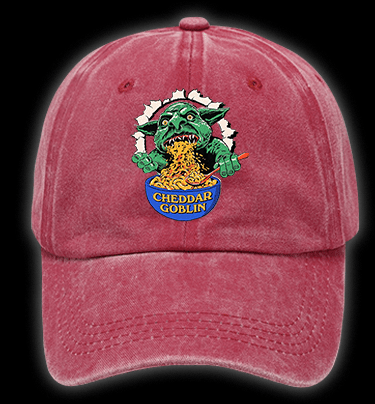 Cheddar Goblin Fun Vintage Washed 100% Cotton Baseball Hat - TheDrunkShark
