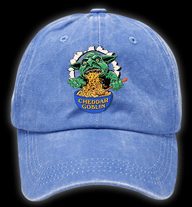 Cheddar Goblin Fun Vintage Washed 100% Cotton Baseball Hat - TheDrunkShark