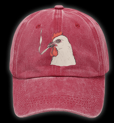 Chicken: Smoky Attitude Vintage Washed 100% Cotton Baseball Hat - TheDrunkShark