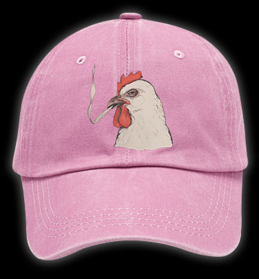 Chicken: Smoky Attitude Vintage Washed 100% Cotton Baseball Hat - TheDrunkShark