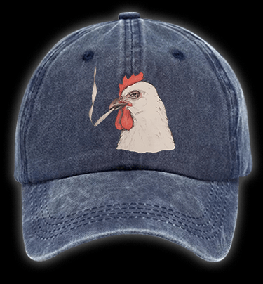 Chicken: Smoky Attitude Vintage Washed 100% Cotton Baseball Hat - TheDrunkShark