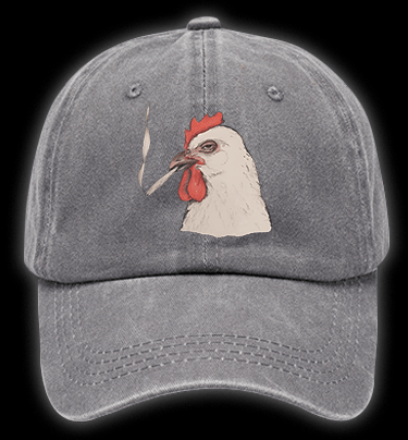Chicken: Smoky Attitude Vintage Washed 100% Cotton Baseball Hat - TheDrunkShark