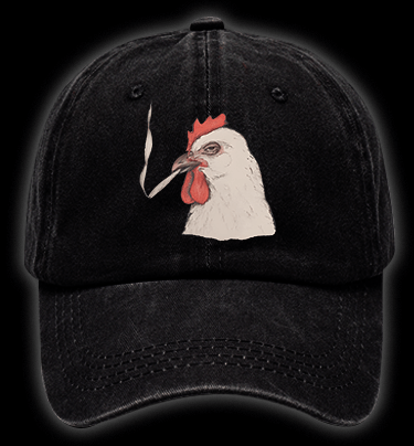 Chicken: Smoky Attitude Vintage Washed 100% Cotton Baseball Hat - TheDrunkShark