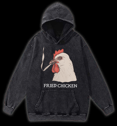Chicken: Smoky Attitude Vintage Washed 100% Cotton Hoodie - TheDrunkShark