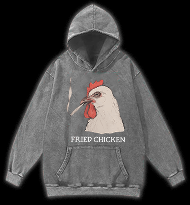 Chicken: Smoky Attitude Vintage Washed 100% Cotton Hoodie - TheDrunkShark
