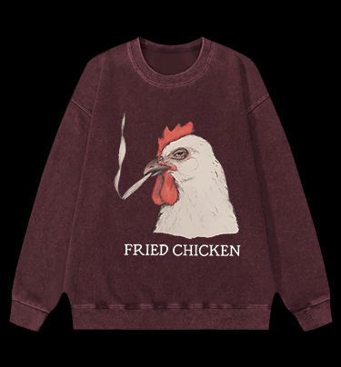 Chicken: Smoky Attitude Vintage Washed 100% Cotton Sweatshirt - TheDrunkShark