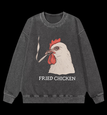 Chicken: Smoky Attitude Vintage Washed 100% Cotton Sweatshirt - TheDrunkShark