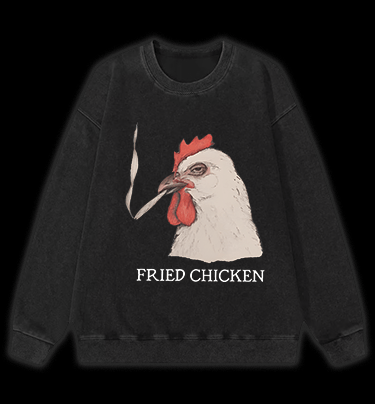 Chicken: Smoky Attitude Vintage Washed 100% Cotton Sweatshirt - TheDrunkShark