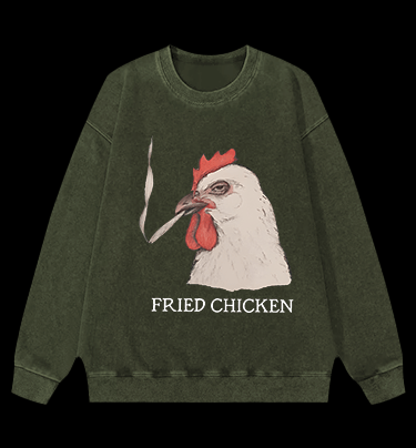 Chicken: Smoky Attitude Vintage Washed 100% Cotton Sweatshirt - TheDrunkShark