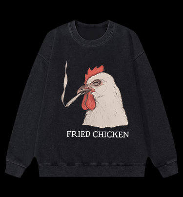 Chicken: Smoky Attitude Vintage Washed 100% Cotton Sweatshirt - TheDrunkShark