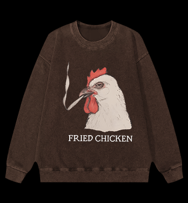 Chicken: Smoky Attitude Vintage Washed 100% Cotton Sweatshirt - TheDrunkShark
