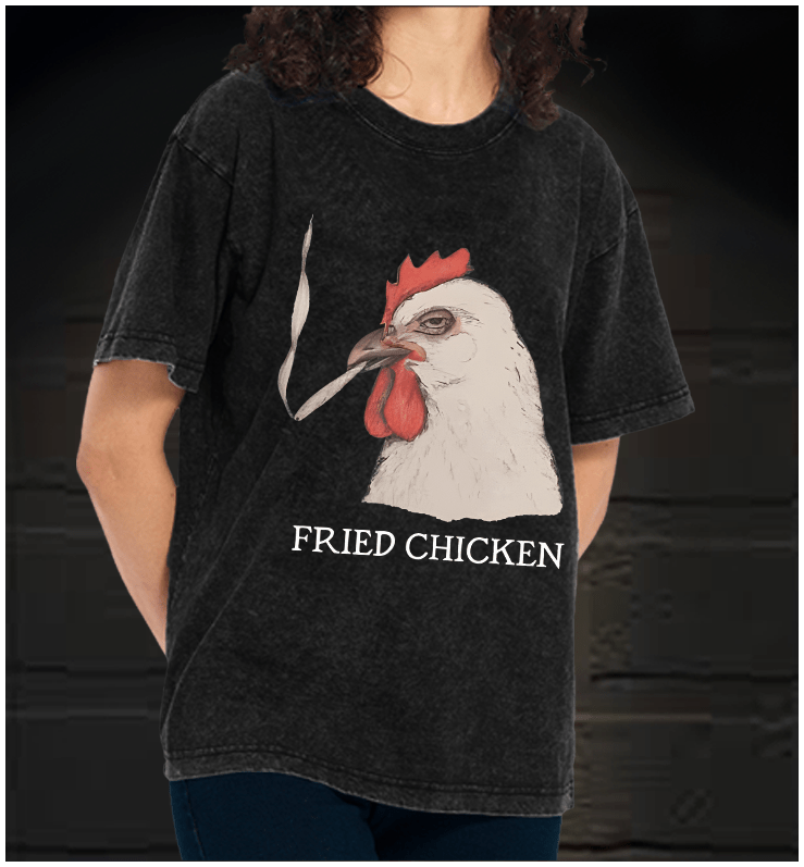 Chicken: Smoky Attitude Vintage Washed 100% Cotton T-Shirt - TheDrunkShark