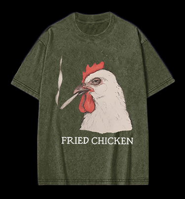 Chicken: Smoky Attitude Vintage Washed 100% Cotton T-Shirt - TheDrunkShark