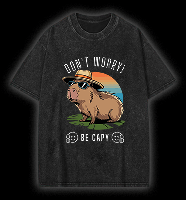 Chill Capybara Vintage Washed 100% Cotton T-Shirt - TheDrunkShark