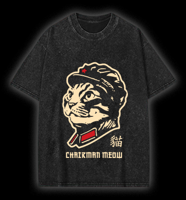 Chinese Spirit Cat Vintage Washed 100% Cotton T-Shirt - TheDrunkShark