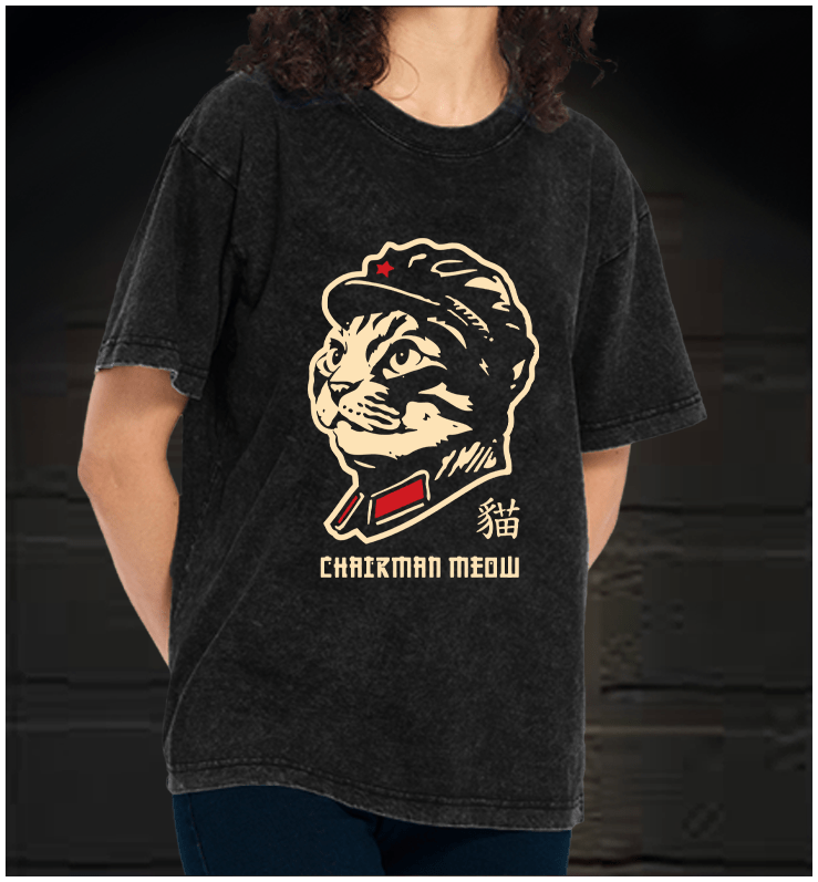 Chinese Spirit Cat Vintage Washed 100% Cotton T-Shirt - TheDrunkShark