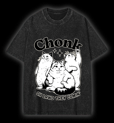  Chonk Cat Trio Vintage Washed 100% Cotton T-Shirt - TheDrunkShark