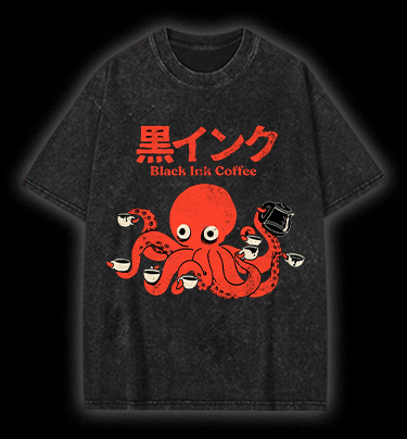  Coffee - Loving Octopus  Vintage Washed 100% Cotton T-Shirt - TheDrunkShark