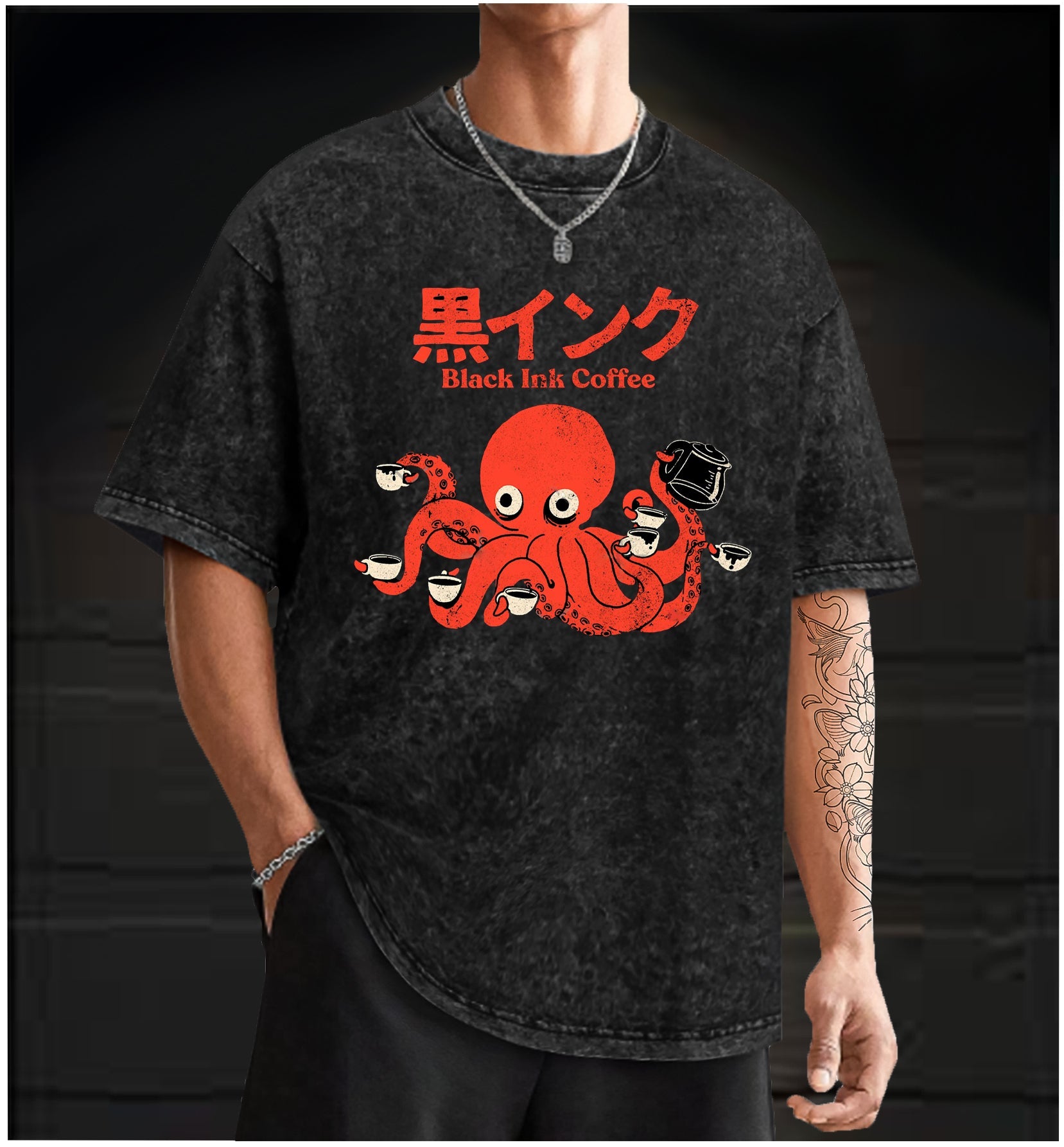  Coffee - Loving Octopus  Vintage Washed 100% Cotton T-Shirt - TheDrunkShark