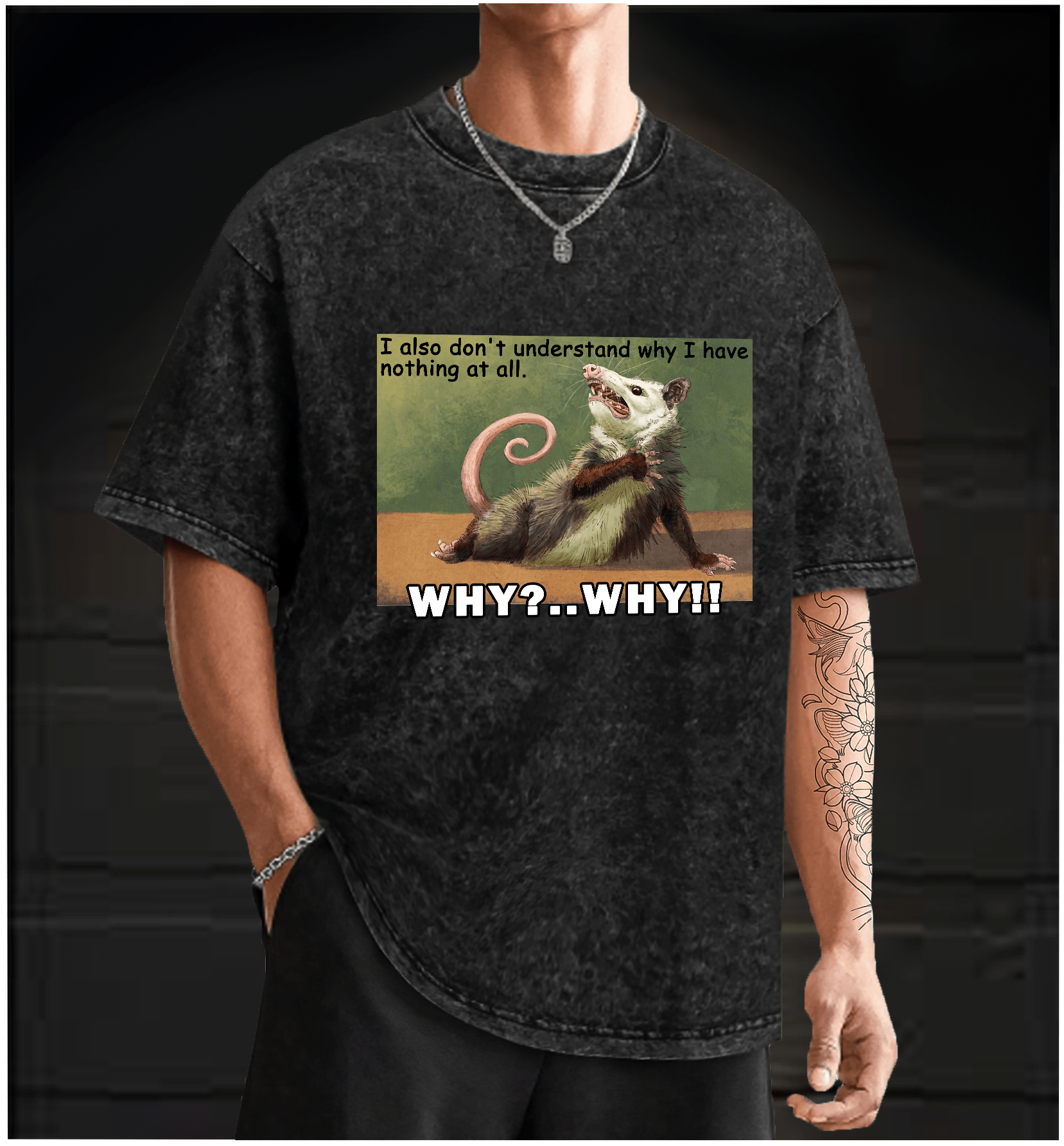 Confused Mouse Cry Vintage Washed 100% Cotton T-Shirt - TheDrunkShark