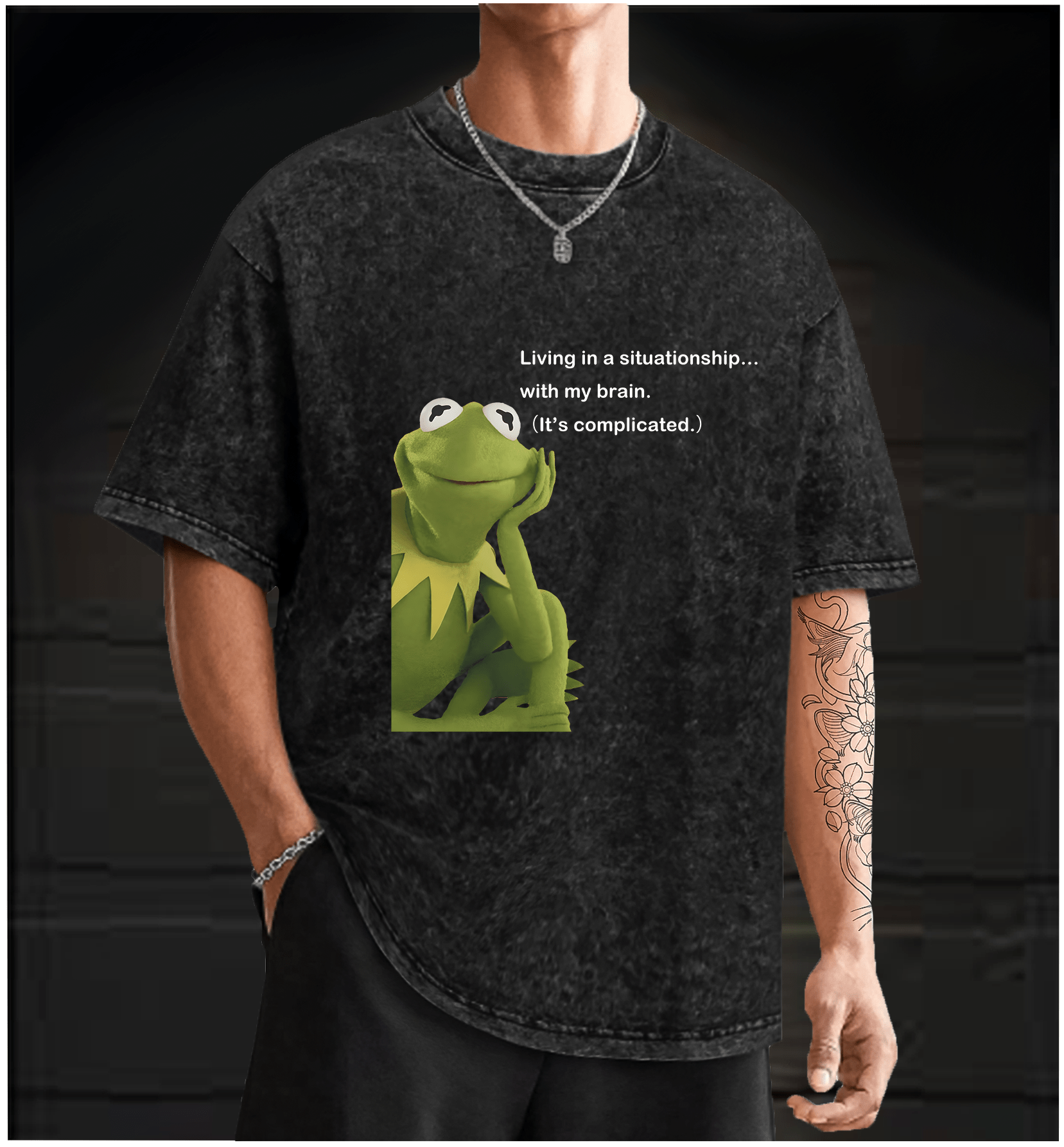 Contemplative Frog Vintage Washed 100% Cotton T-Shirt - TheDrunkShark
