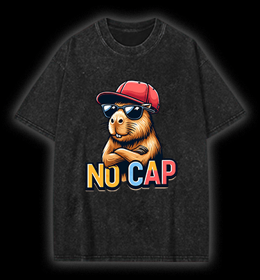Cool Capybara Vintage Washed 100% Cotton T-Shirt - TheDrunkShark