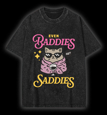  Cool Cat Sadness  Vintage Washed 100% Cotton T-Shirt - TheDrunkShark