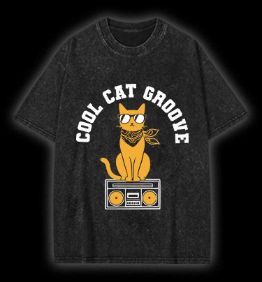  Cool Cat Vintage Washed 100% Cotton T-Shirt - TheDrunkShark