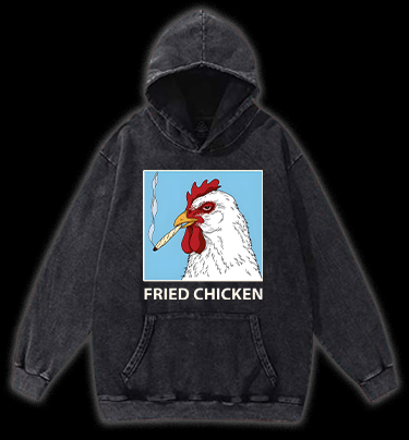 Cool Chicken Fried Chicken Vintage Washed 100% Cotton Hoodie - TheDrunkShark