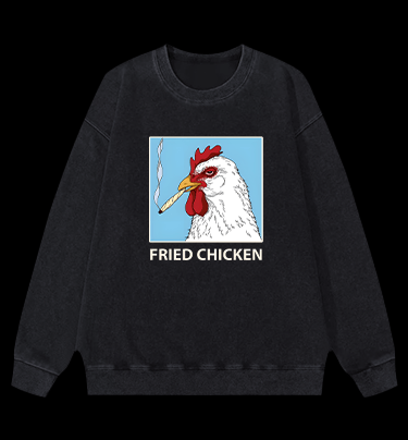 Cool Chicken Fried Chicken Vintage Washed 100% Cotton Sweatshirt - TheDrunkShark