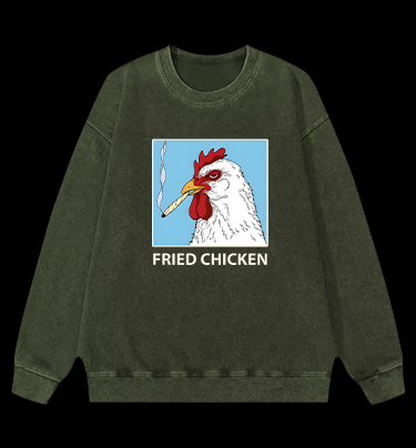 Cool Chicken Fried Chicken Vintage Washed 100% Cotton Sweatshirt - TheDrunkShark