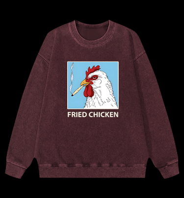Cool Chicken Fried Chicken Vintage Washed 100% Cotton Sweatshirt - TheDrunkShark