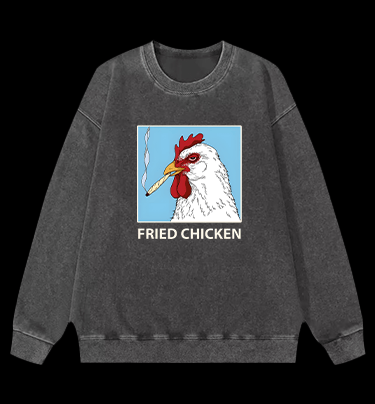 Cool Chicken Fried Chicken Vintage Washed 100% Cotton Sweatshirt - TheDrunkShark